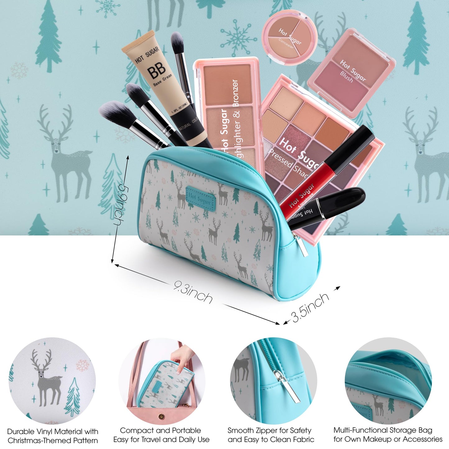 Hot Sugar Travel Makeup Kit – All-in-One Makeup Set for Women (Blue)