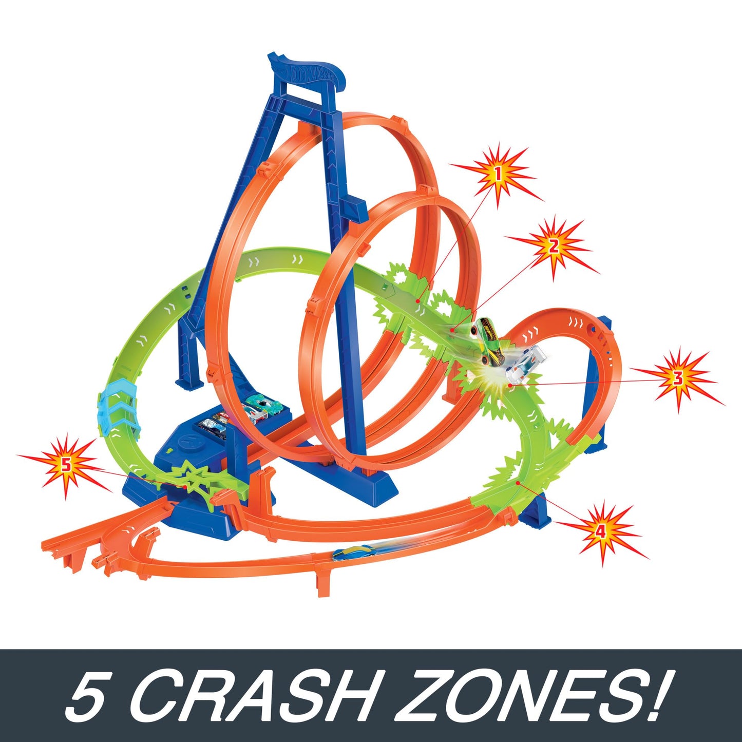 Hot Wheels Action Epic Crash Dash Track Set – 5 Crash Zones, Motorized Booster, 1:64 Scale Car (Amazon Exclusive)