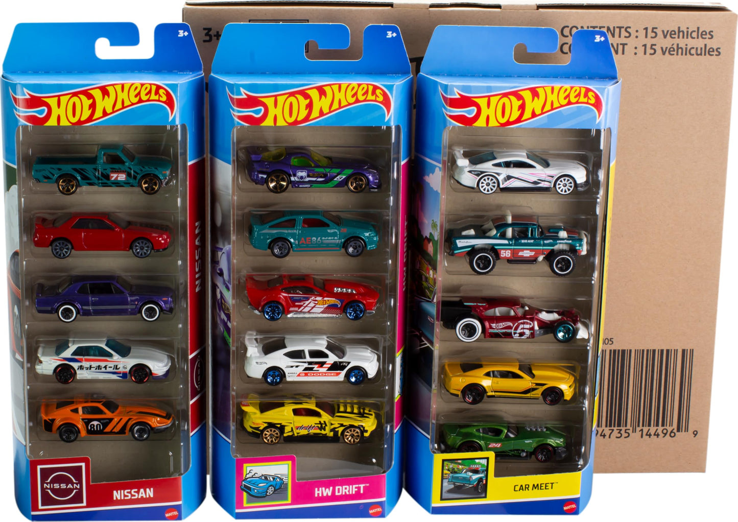 Hot Wheels 5-Pack Bundle — 15 Die-Cast Cars in 3 Themed Sets | 1:64 Scale