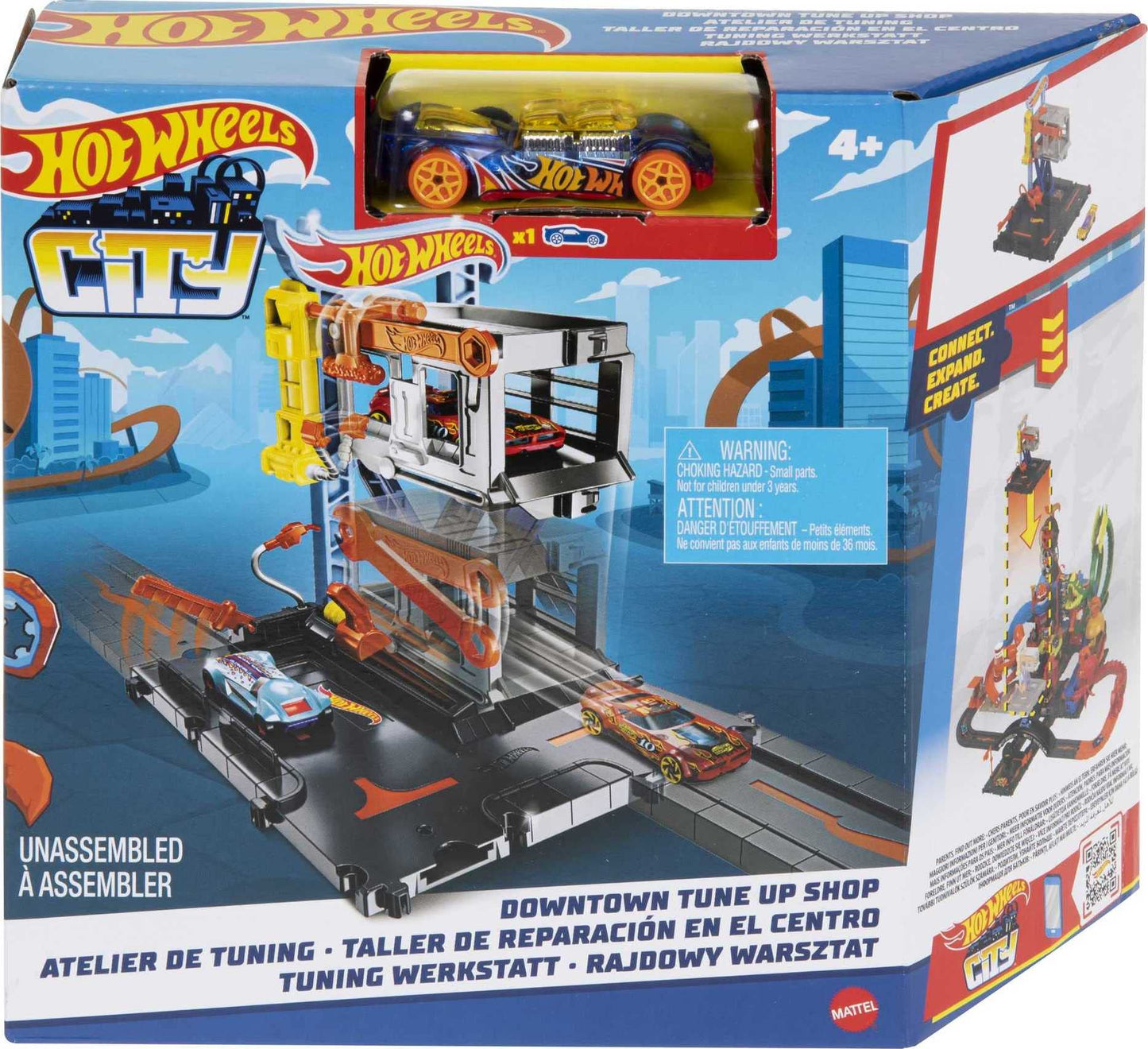 Hot Wheels City Downtown Repair Station Playset with 1:64 Vehicle & Lift