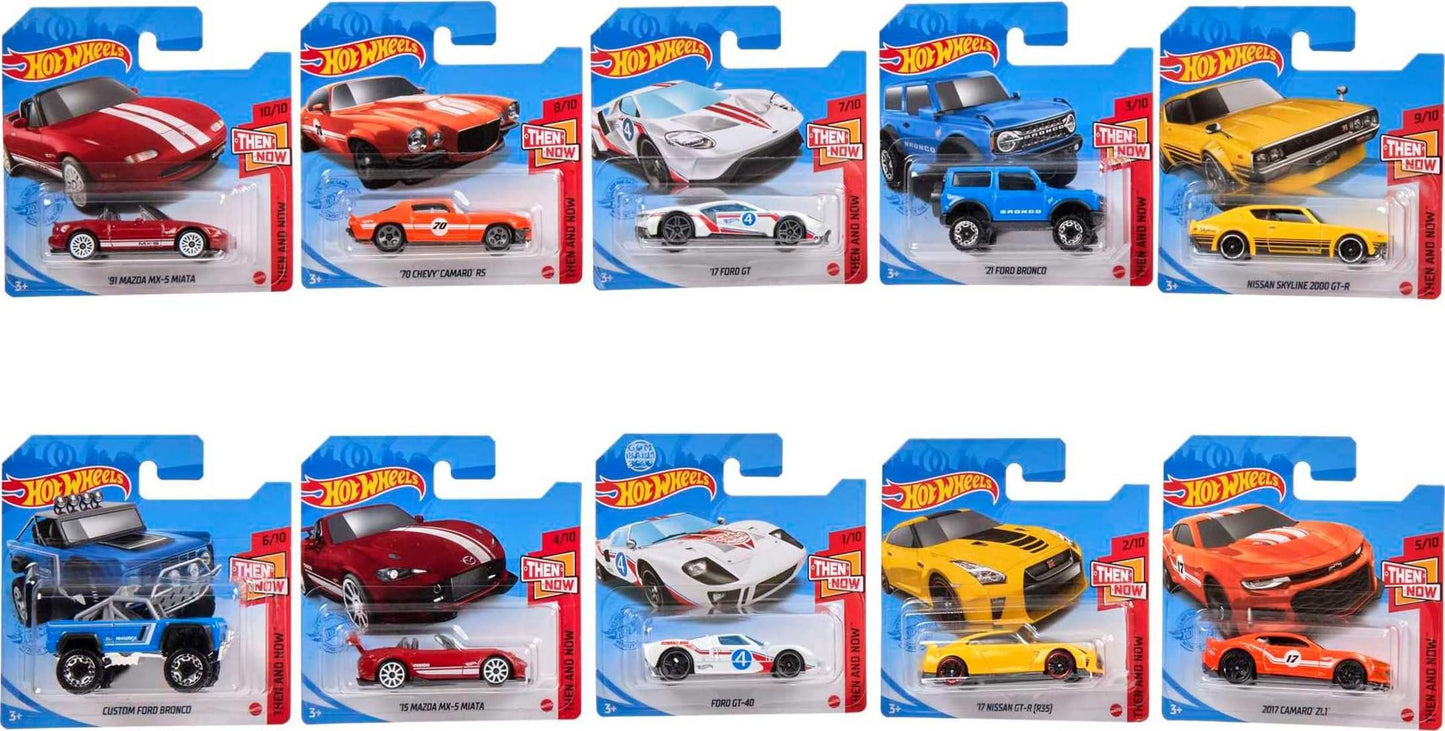 Hot Wheels 10-Pack: 1:64 Scale Cars & Trucks – Exotics, Then & Now (Styles May Vary)