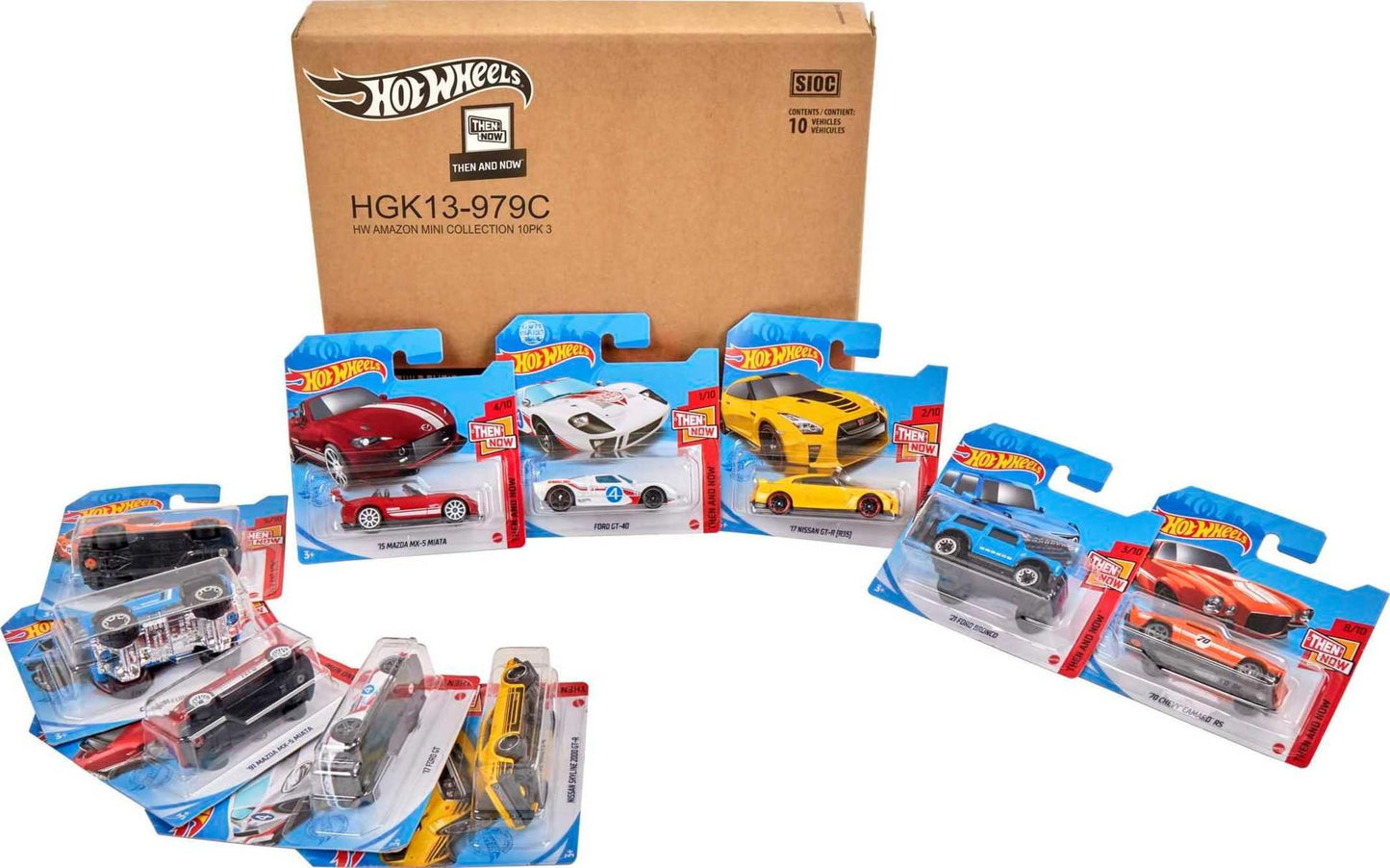 Hot Wheels 10-Pack: 1:64 Scale Cars & Trucks – Exotics, Then & Now (Styles May Vary)