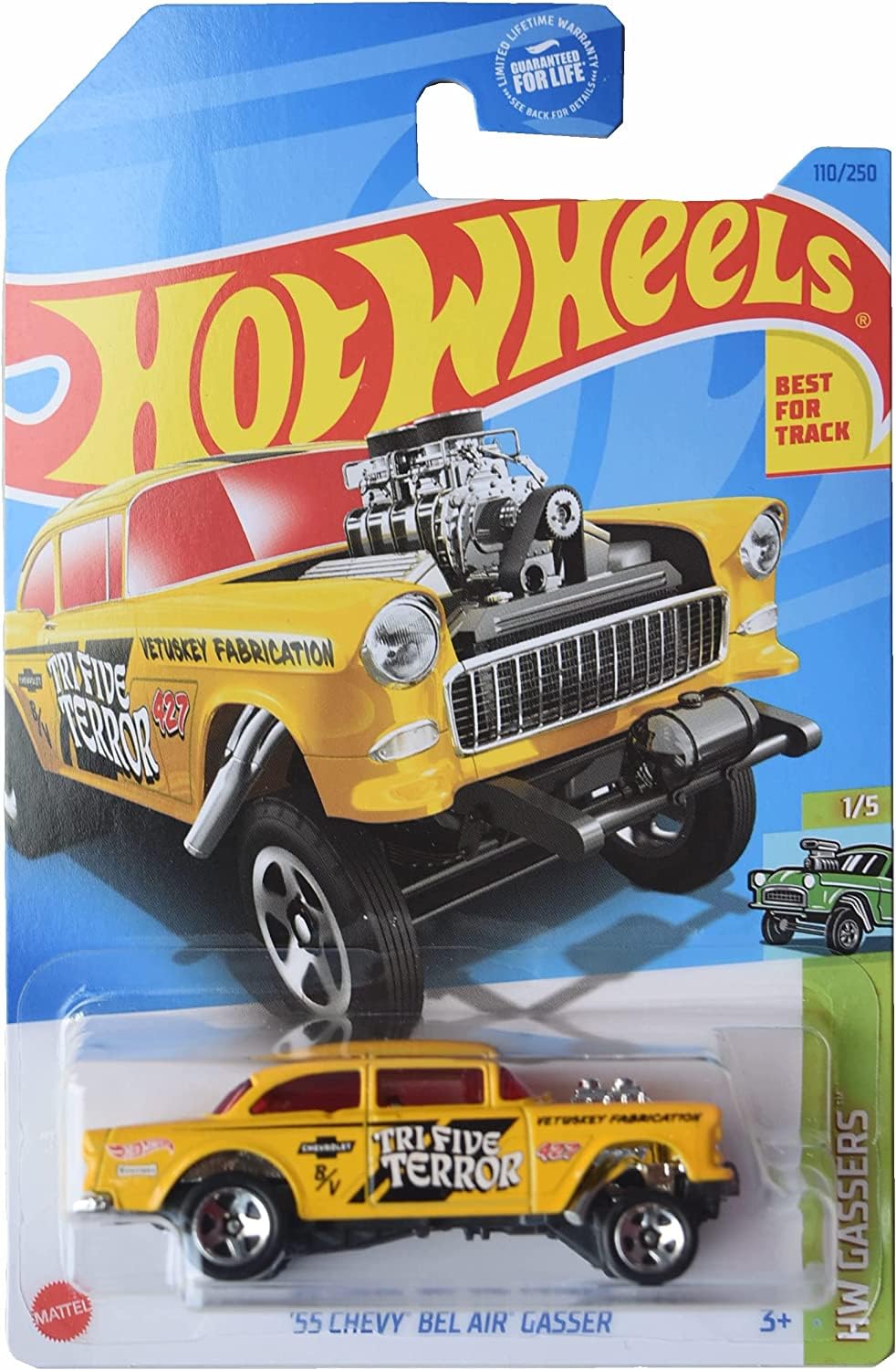 Hot Wheels '55 Chevy Bel Air Gasser – HW Gassers 1/5 Yellow (110/250)