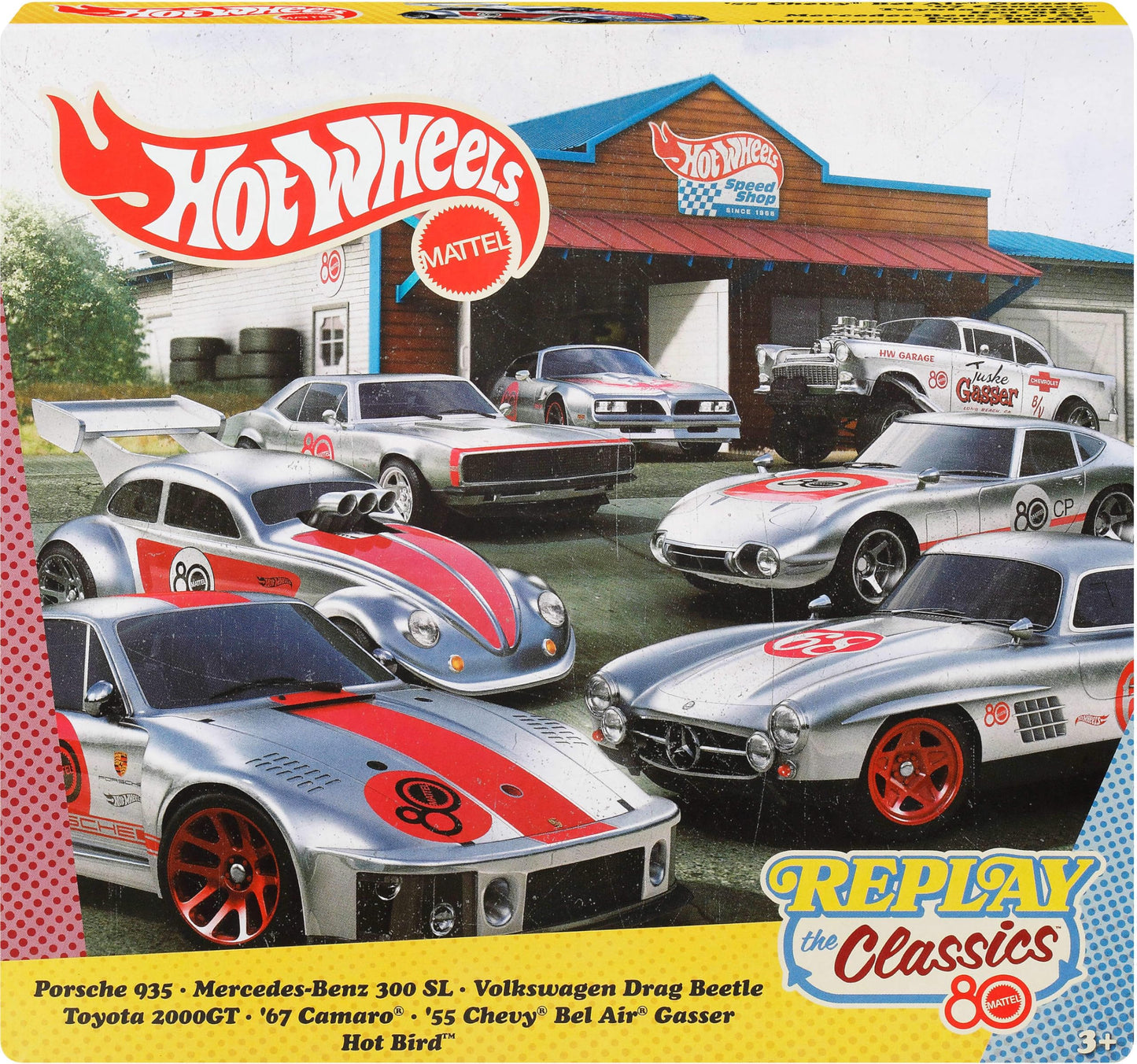 Hot Wheels 80th Anniversary 7-Pack Die-Cast Mini Cars – Zamac Finish, 3+ (JHF01)