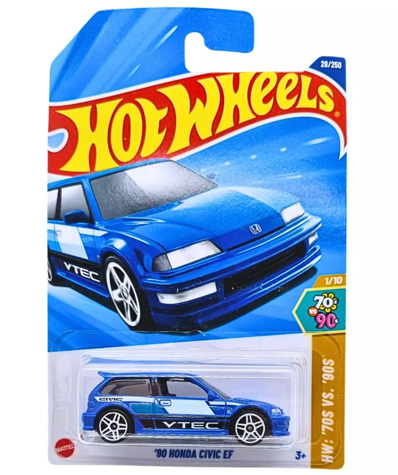 Hot Wheels 1/10 90 Honda Civic EF (Blue) – HW: 70s vs 90s Die-Cast Car