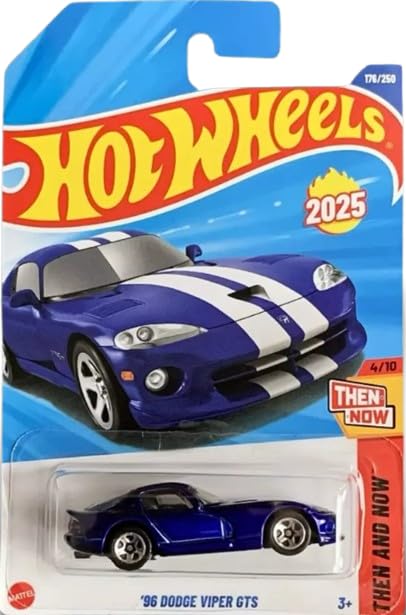 Hot Wheels 1996 Dodge Viper GTS Blue Die-Cast Car - Then & Now 4/10, 176/250, 1:64 Scale | Mattel