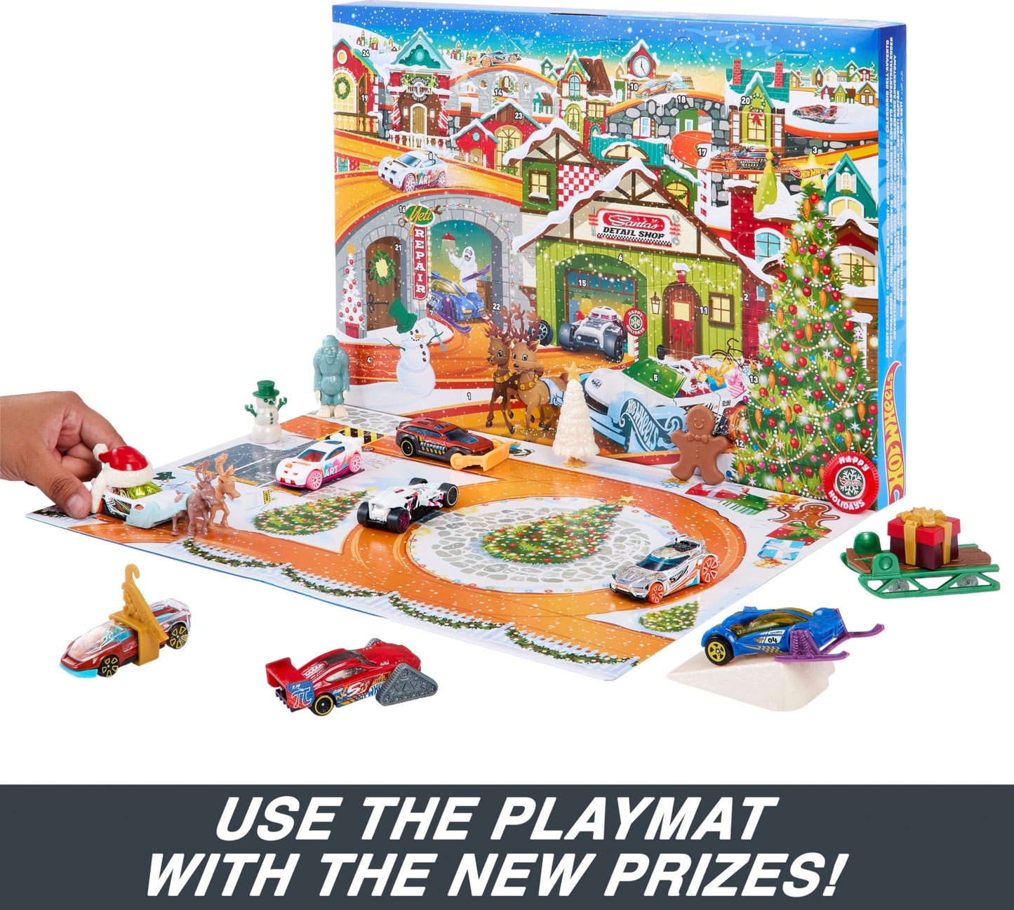 Hot Wheels 2023 Advent Calendar: 8x 1:64 Cars, 16 Winter Accessories & Playmat