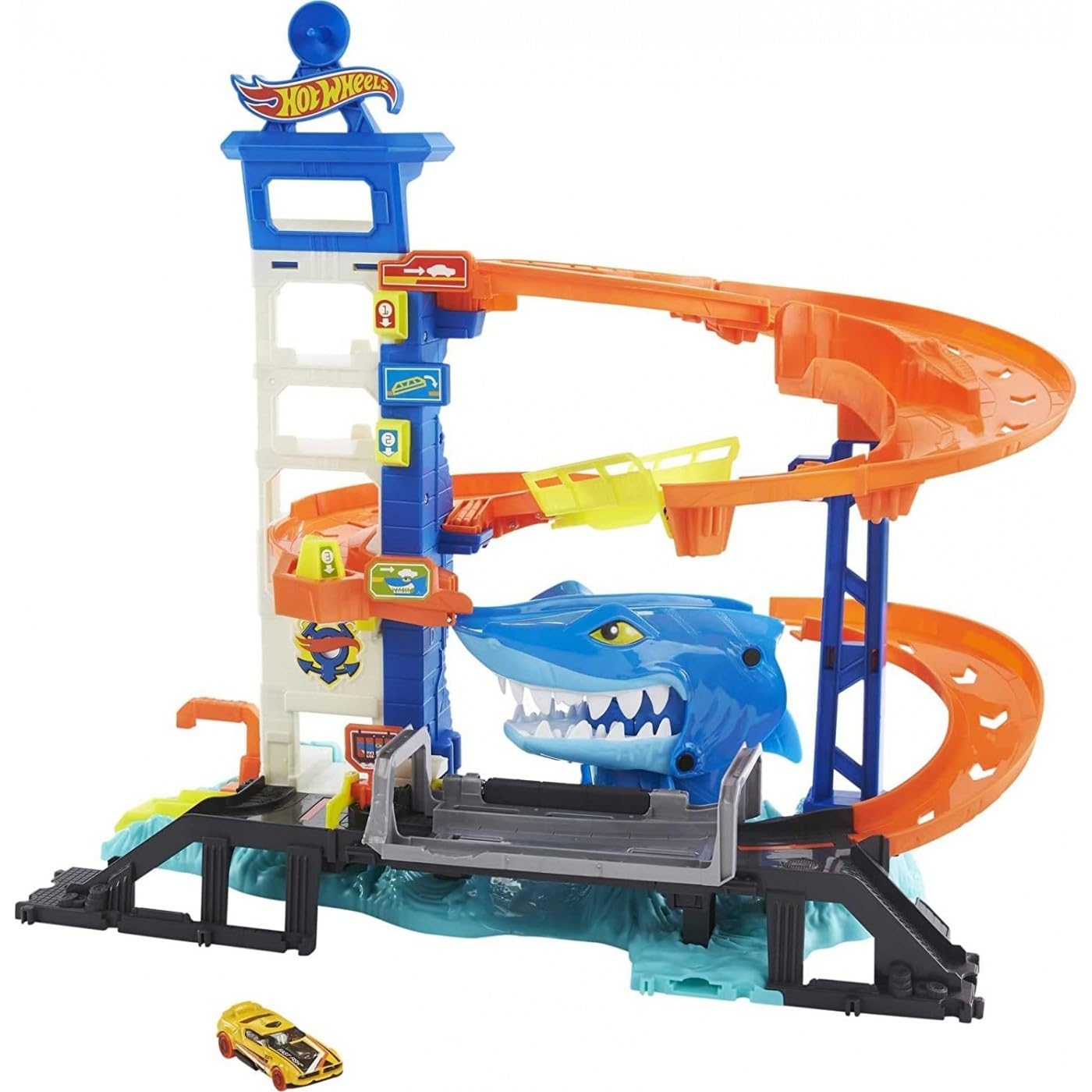 Hot Wheels Attacking Shark Escape Playset - City Parking Garage Adventure