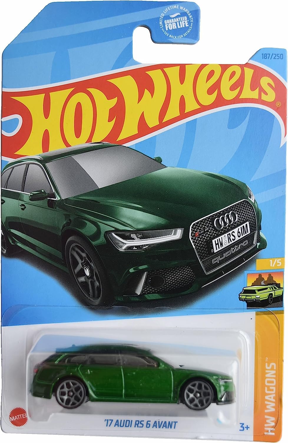 Hot Wheels 2017 Audi RS 6 Avant HW Wagons Green – 1:64 Die-Cast, Edition 187/250