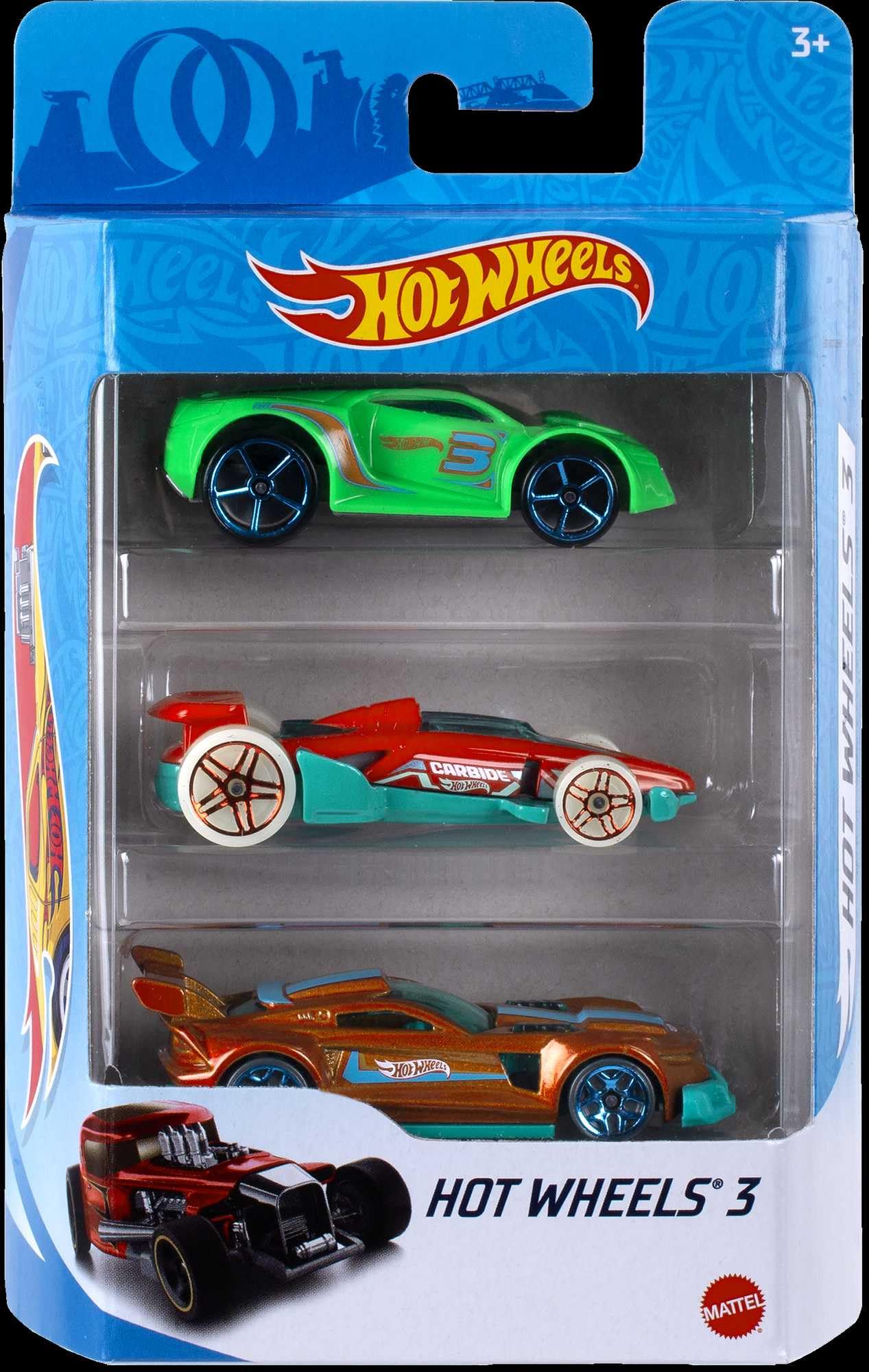Hot Wheels 3 Car Pack – 1:64 Scale Die-Cast Vehicles | Starter Set for Kids 3+