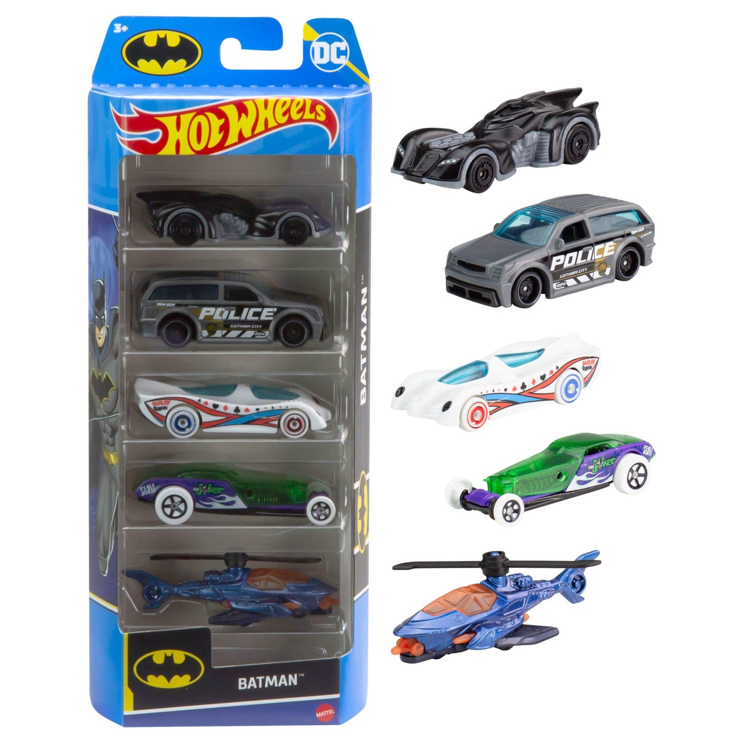 Hot Wheels Batman 1:64 Scale 5-Pack – Batmobile & Gotham City Cars