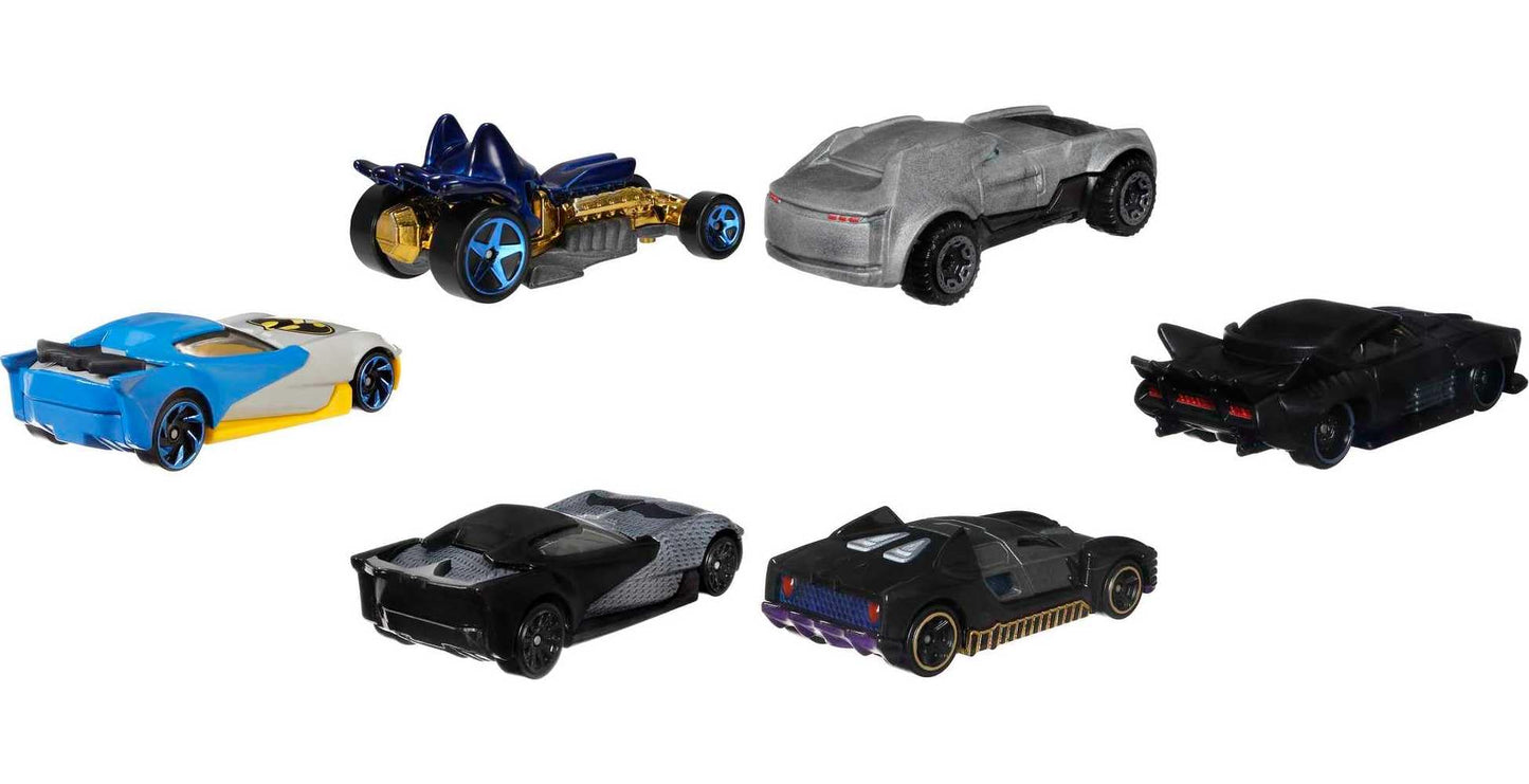 Hot Wheels Batman 6-Pack Cars – 6×1:64 Scale Bat-Character Vehicles (Styles May Vary)