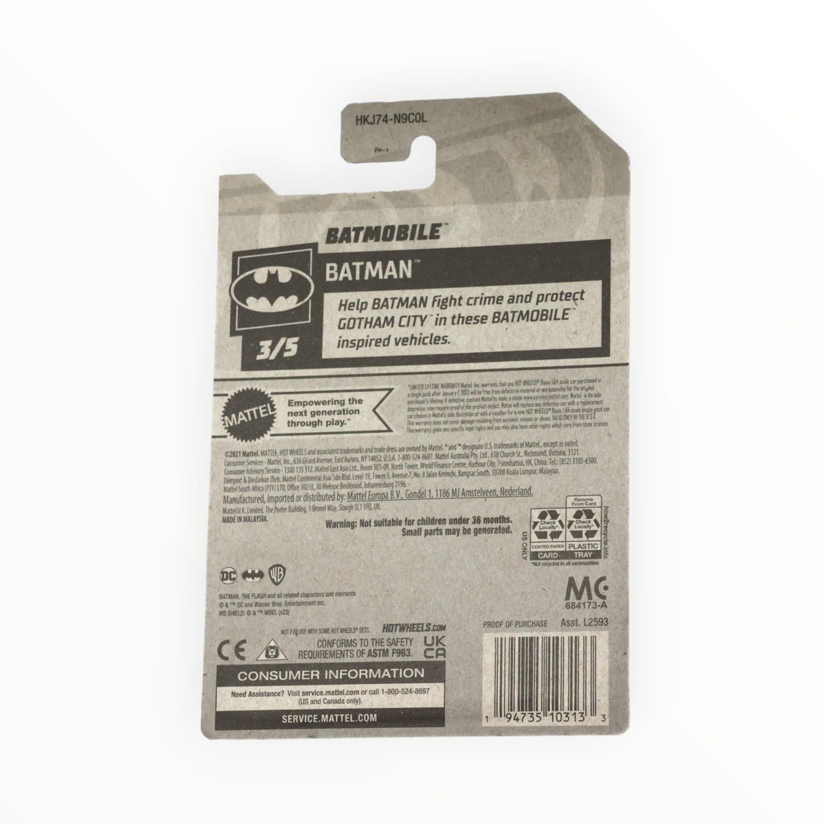 Hot Wheels Batmobile Batman 3/5 White – 1:64 Die-Cast | Limited Edition 103/250
