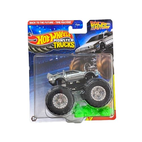 Hot Wheels Monster Trucks: Back to The Future Time Machine with Crushed Car Diecast