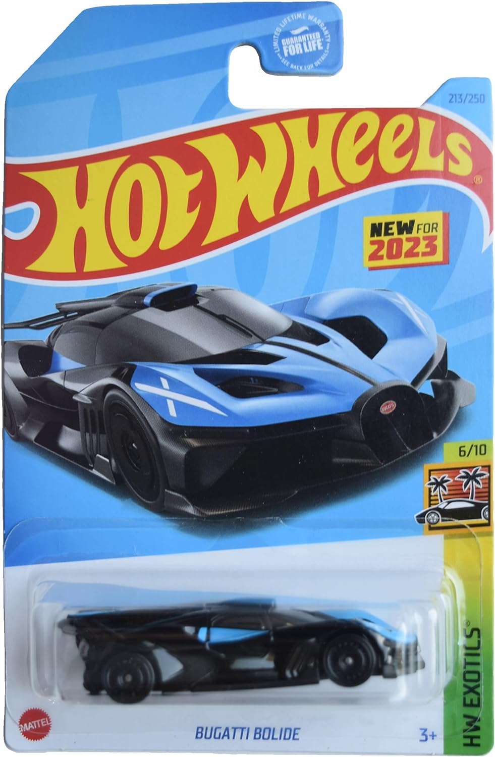 Hot Wheels Bugatti Bolide HW Exotics 6/10 – 1:64 Die-Cast Car, Black/Blue