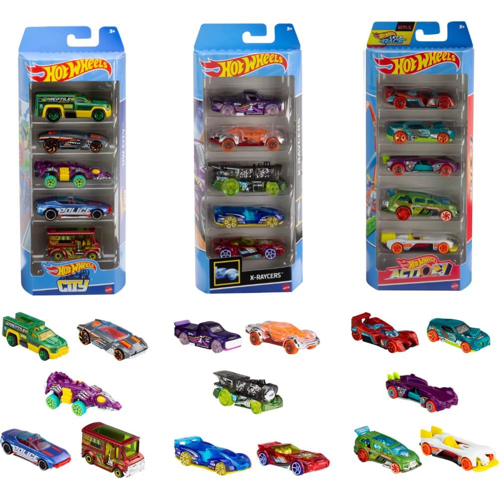 Hot Wheels 15-Car Bundle (1:64) – HW City, X-Raycers & Track Pack