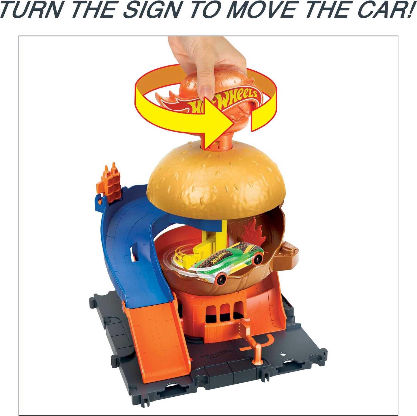 Hot Wheels City Burger Drive-Thru Playset with 1 Vehicle | Connects to Other Playsets & Tracks | Gift for Kids Ages 4 to 8