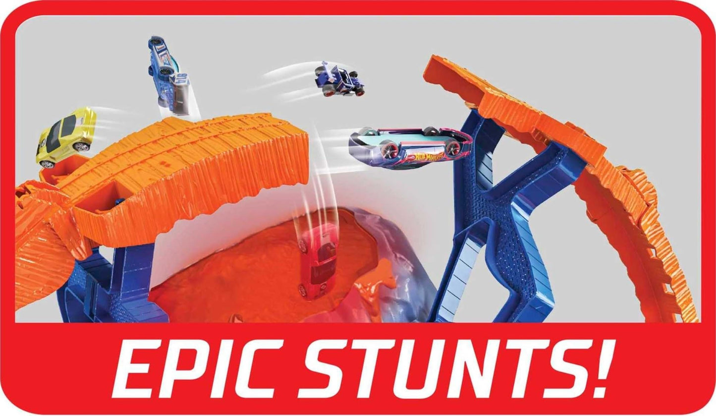 Hot Wheels Monster Trucks T-Rex Volcano Arena Playset with 1:64 Vehicles