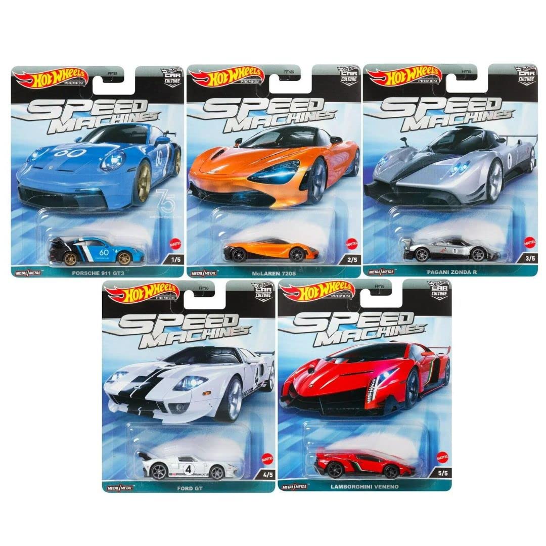 Hot Wheels Car Culture 2023 Speed Machines Bundle — 5 Diecast Vehicles (FPY86-959A)