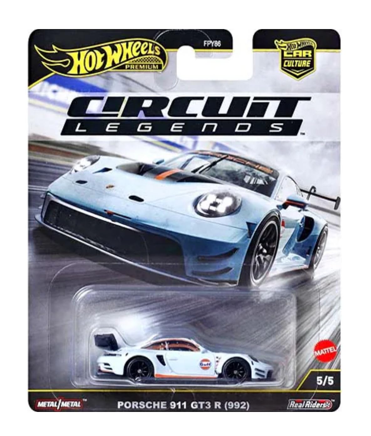 Hot Wheels Circuit Legends 1:64 Die-Cast Racing Set – 5-Car Pack: Porsche, Ferrari, Ford & Subaru Icons