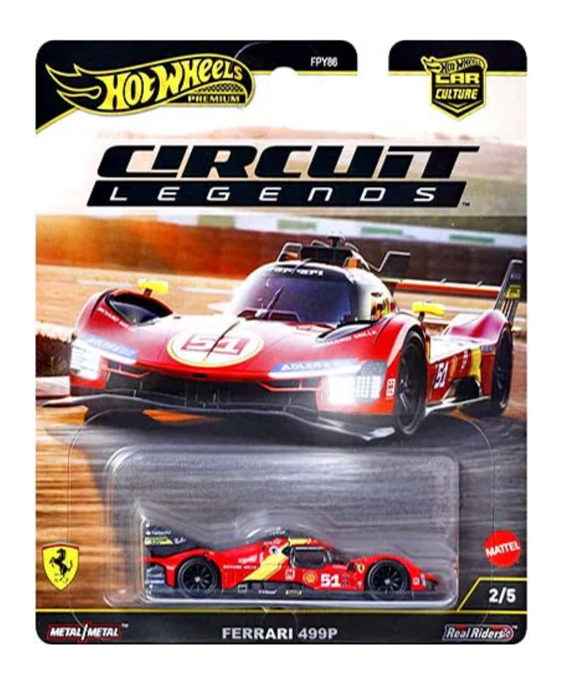 Hot Wheels Circuit Legends 1:64 Die-Cast Racing Set – 5-Car Pack: Porsche, Ferrari, Ford & Subaru Icons