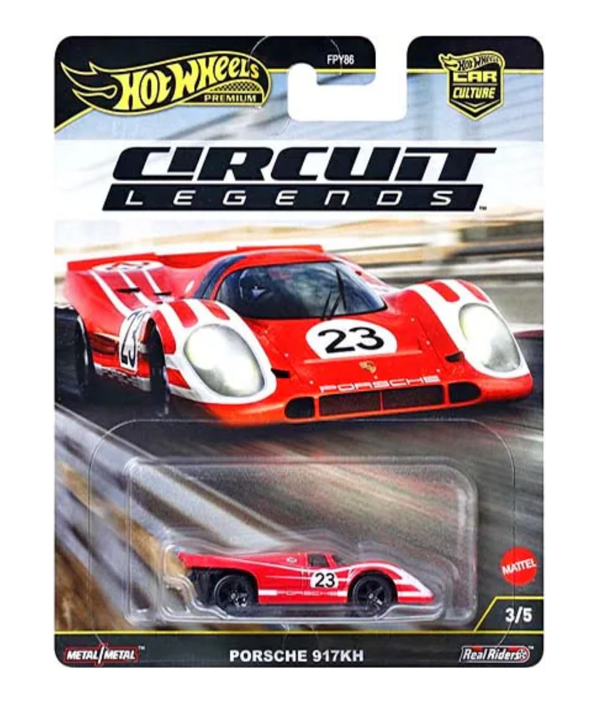 Hot Wheels Circuit Legends 1:64 Die-Cast Racing Set – 5-Car Pack: Porsche, Ferrari, Ford & Subaru Icons