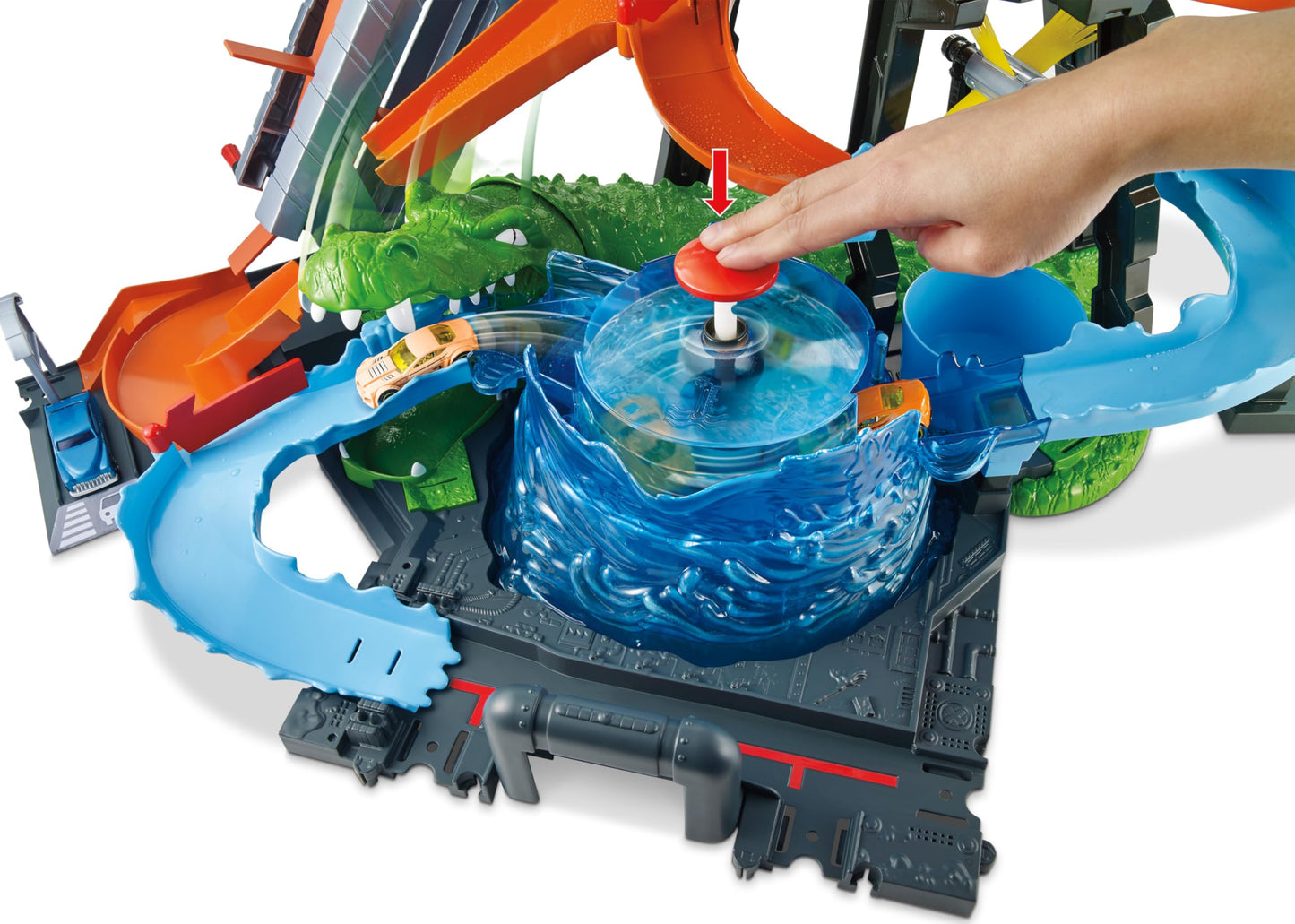 Hot Wheels City Car Wash and Giant Gator – Color Change & Water Play Set