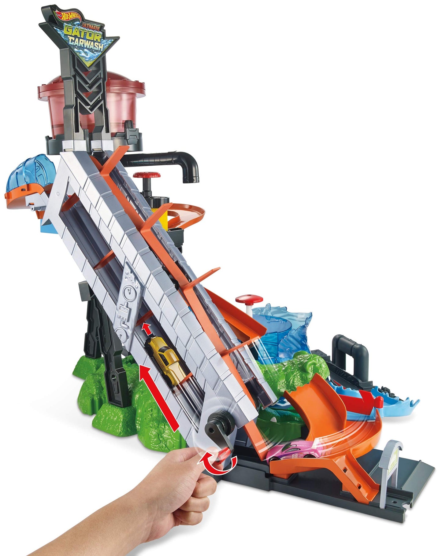 Hot Wheels City Car Wash and Giant Gator – Color Change & Water Play Set