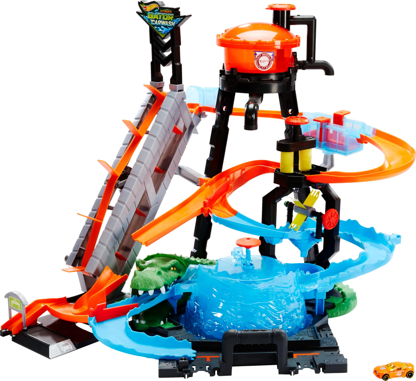 Hot Wheels City Car Wash and Giant Gator – Color Change & Water Play Set