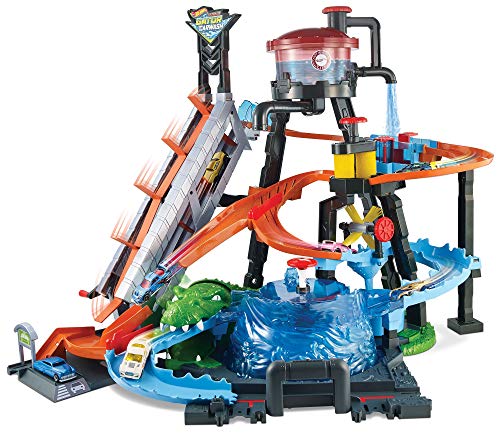 Hot Wheels City Car Wash and Giant Gator – Color Change & Water Play Set