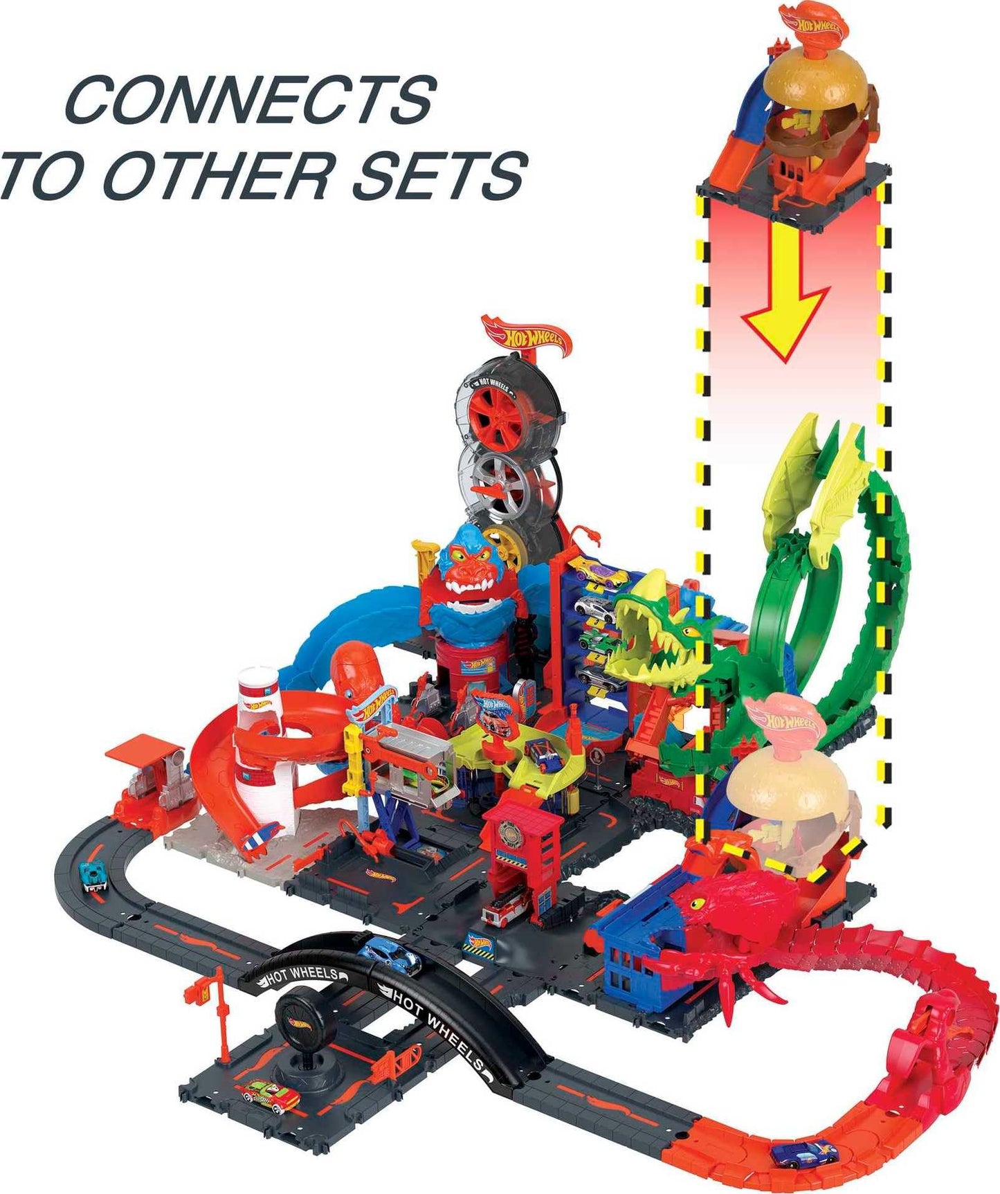 Hot Wheels City Burger Drive-Thru Playset with 1 Vehicle | Connects to Other Playsets & Tracks | Gift for Kids Ages 4 to 8