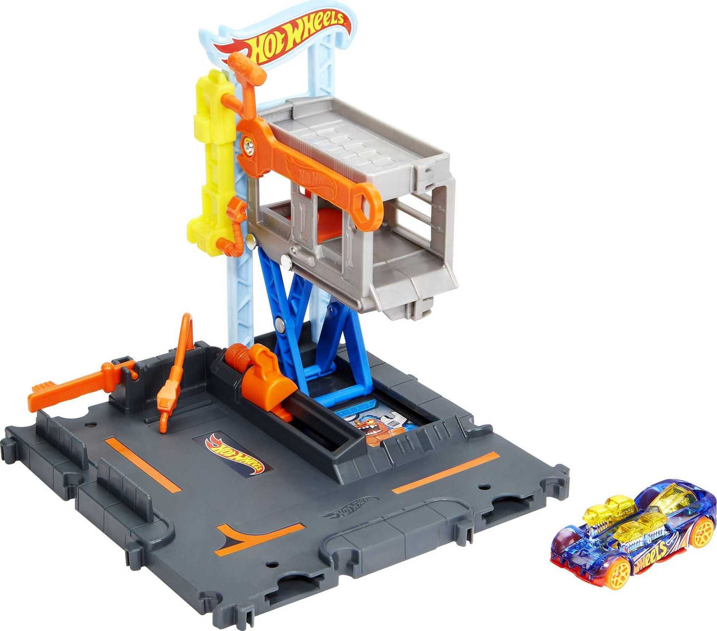 Hot Wheels City Downtown Repair Station Playset with 1:64 Vehicle & Lift