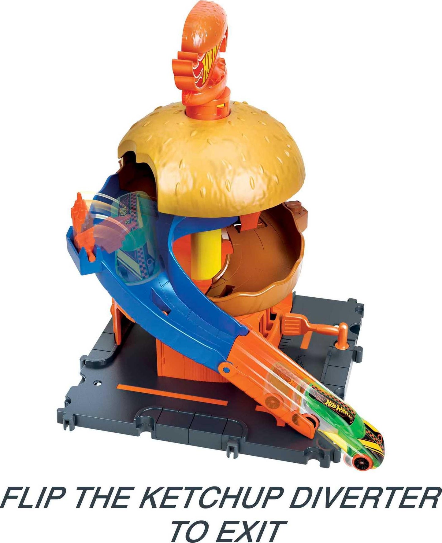 Hot Wheels City Burger Drive-Thru Playset with 1 Vehicle | Connects to Other Playsets & Tracks | Gift for Kids Ages 4 to 8