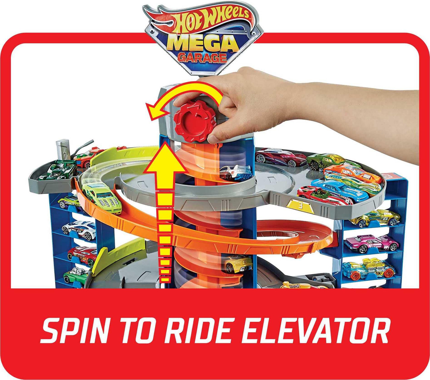 Hot Wheels City Mega Garage Playset with Corkscrew Elevator – 60+ Car Storage | Includes 1 Vehicle | HFH03