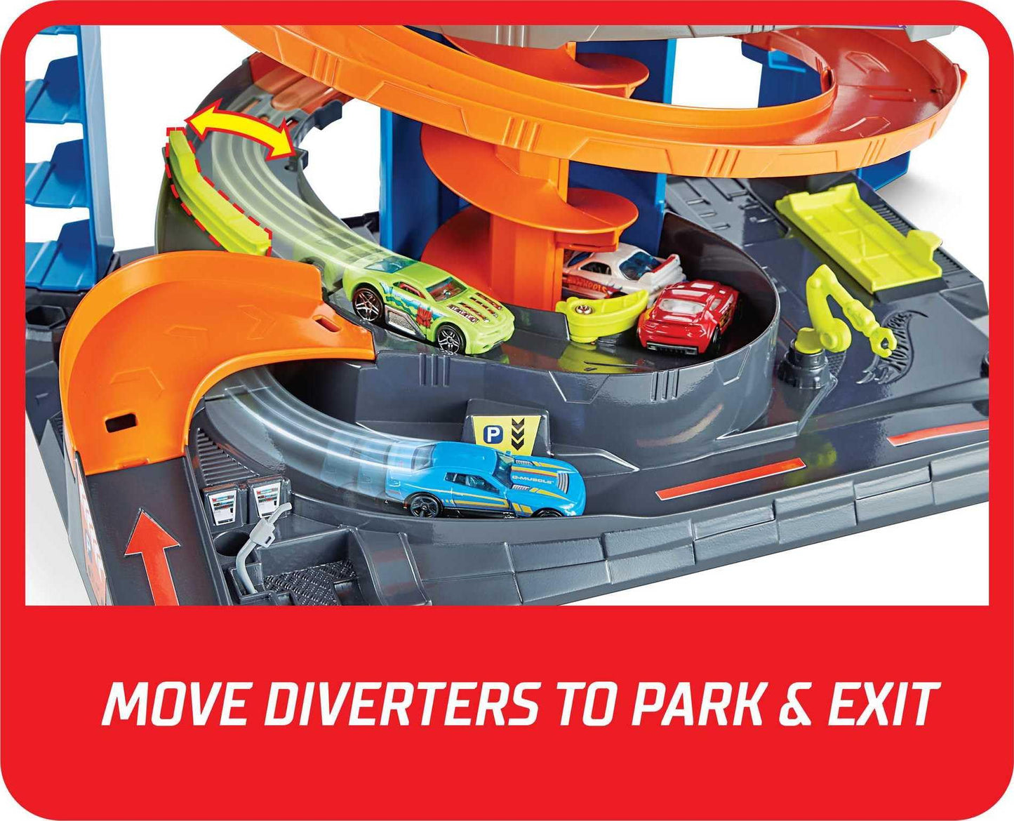 Hot Wheels City Mega Garage Playset with Corkscrew Elevator – 60+ Car Storage | Includes 1 Vehicle | HFH03