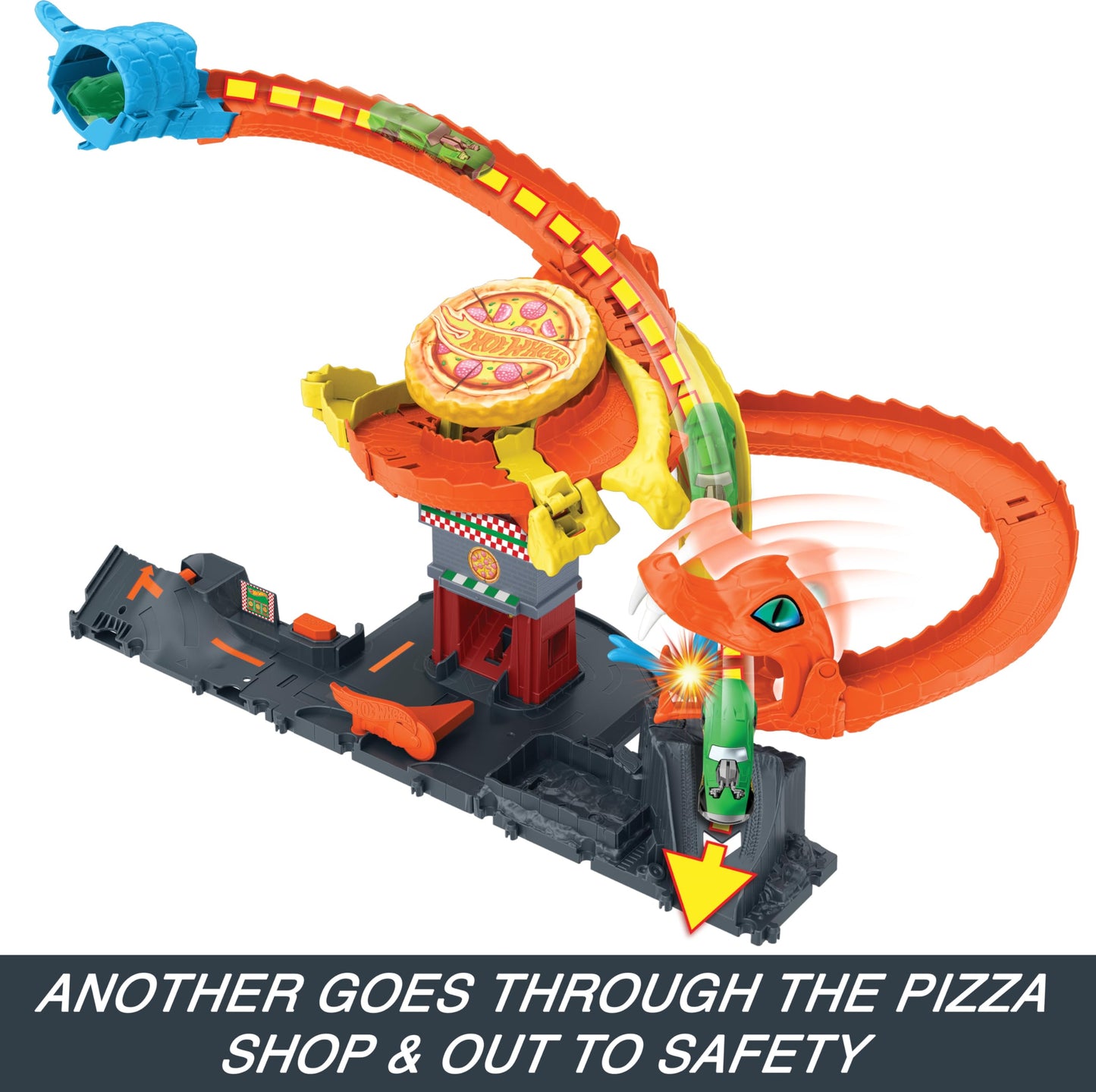 Hot Wheels City Pizza Slam Cobra Attack Playset – 1:64 Scale Vehicle