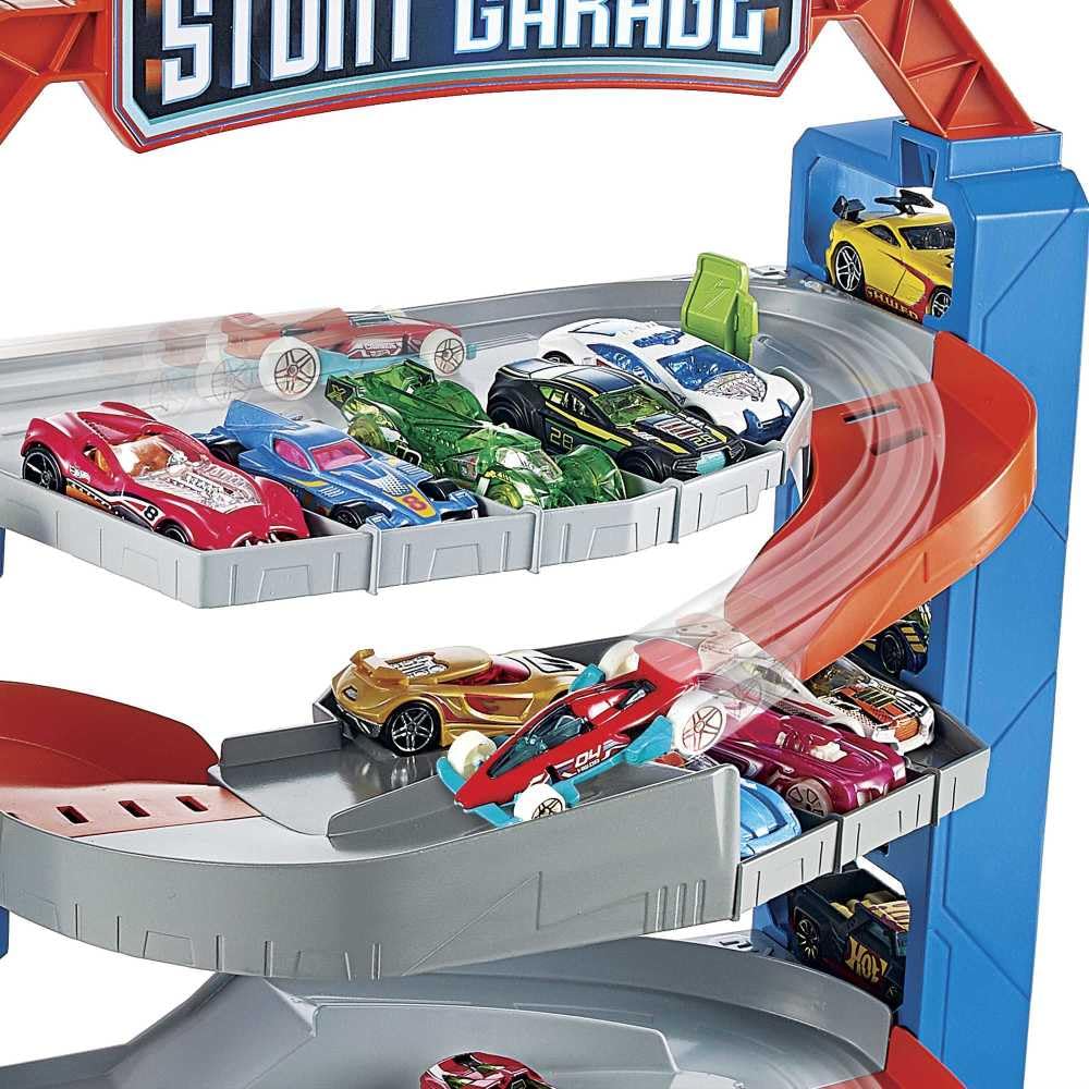 Hot Wheels City Stunt Garage Play Set — Elevator to Upper Levels, 4 Levels, Connects to Other Sets