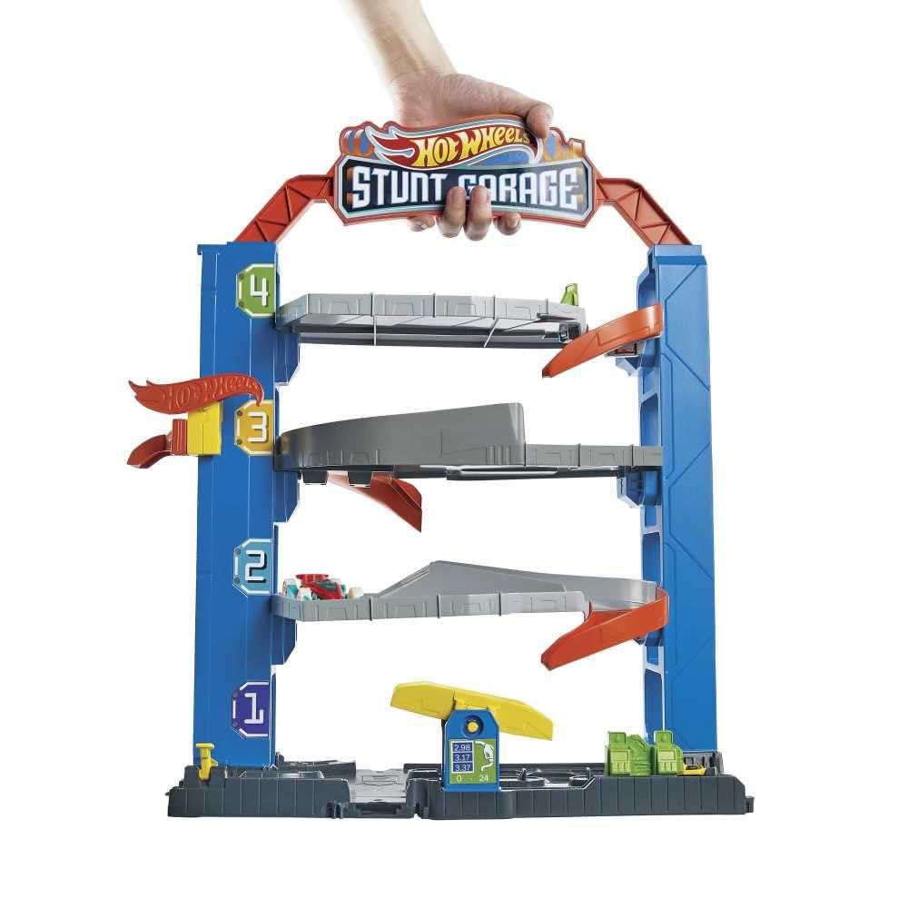 Hot Wheels City Stunt Garage Play Set — Elevator to Upper Levels, 4 Levels, Connects to Other Sets