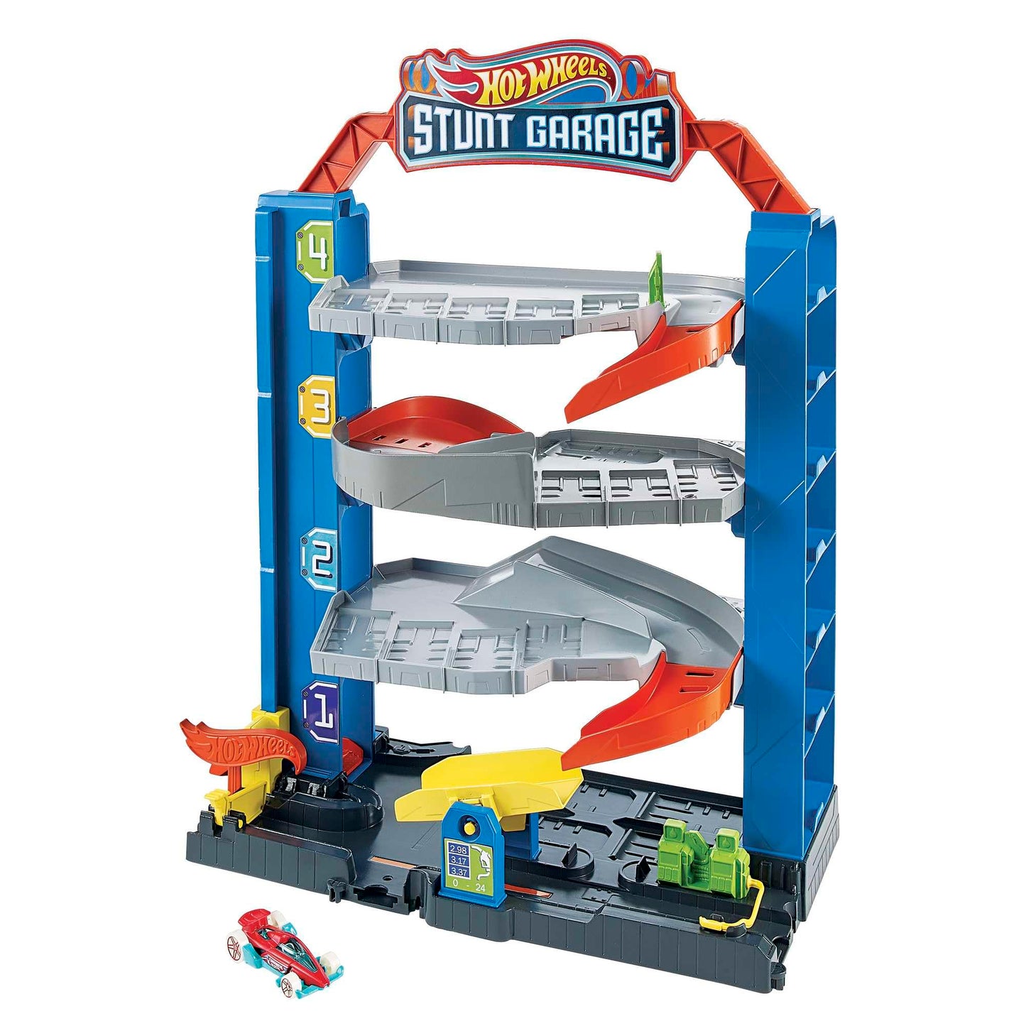 Hot Wheels City Stunt Garage Play Set — Elevator to Upper Levels, 4 Levels, Connects to Other Sets