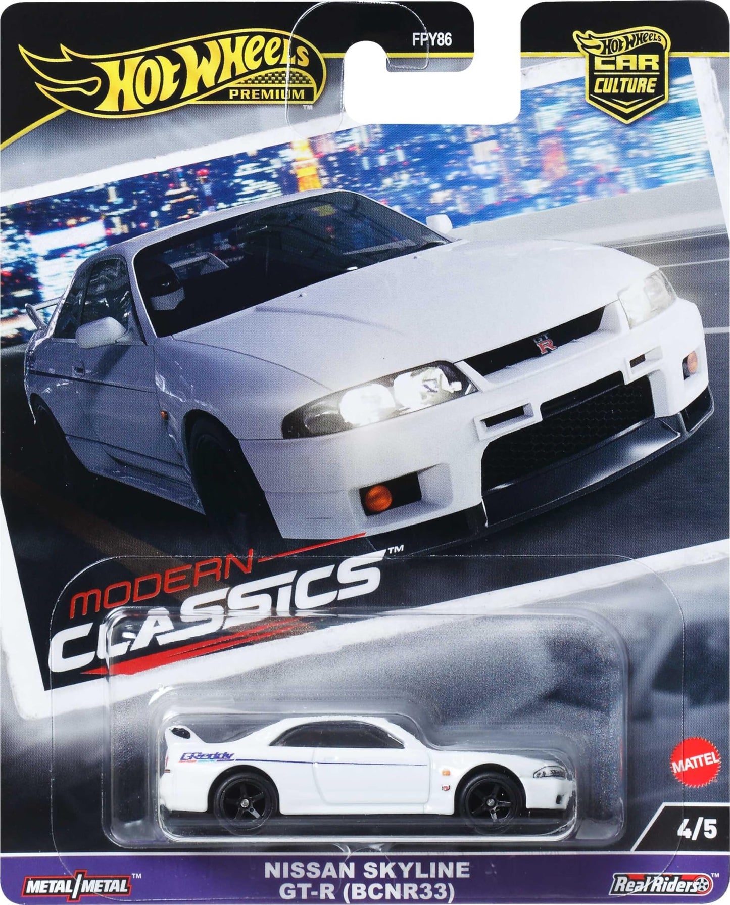 Hot Wheels Premium Car Culture Nissan Skyline R-33 1:64 Die-Cast with Real Riders