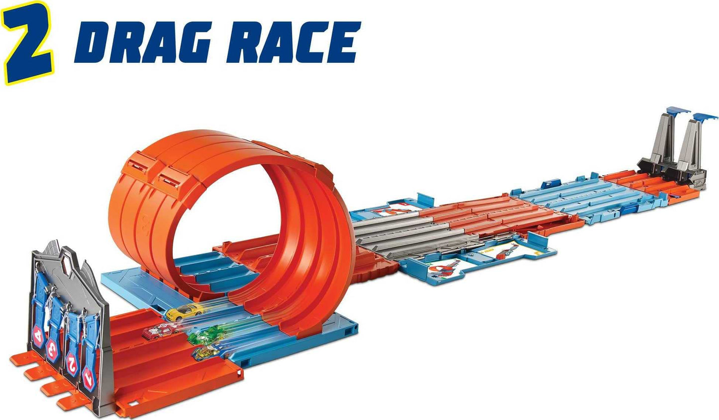Hot Wheels Race Crate Track Set — Transforms into 3 Builds, Includes 2 Cars, Portable Storage, 1:64 Scale (Amazon Exclusive)