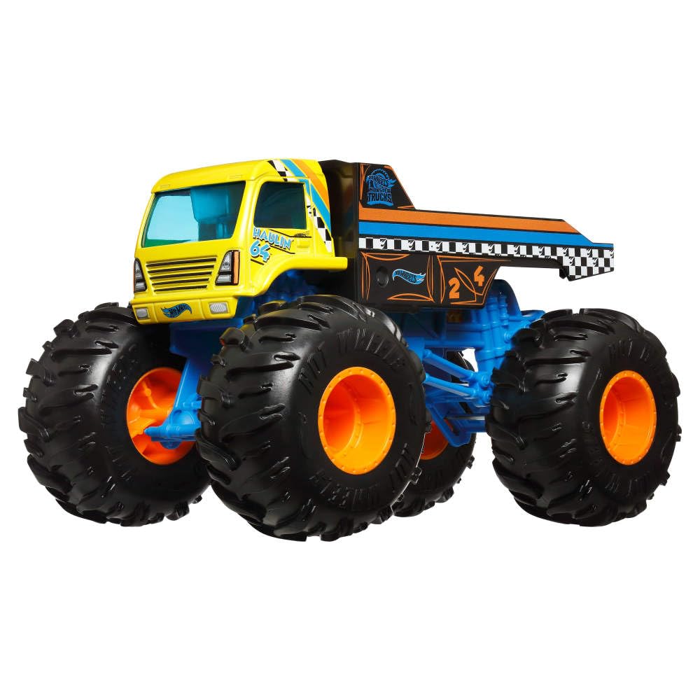 Hot Wheels Monster Trucks Oversized Haulin 64 Flatbed Truck – 1:24 Die-Cast