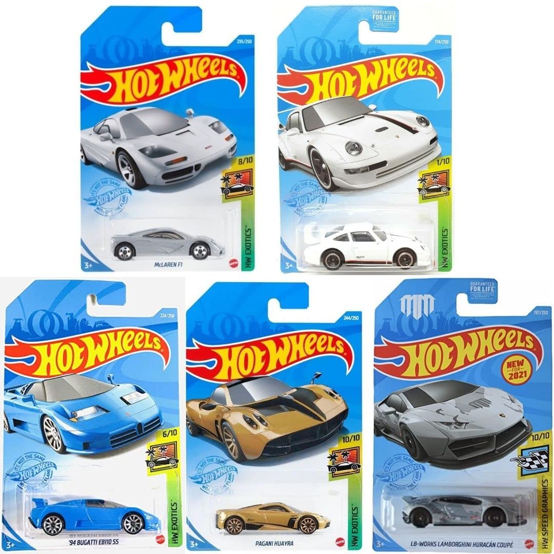 Hot Wheels Super Car Exotics Madness 5-Pack – Random Diecast Bundle (No Duplicates)