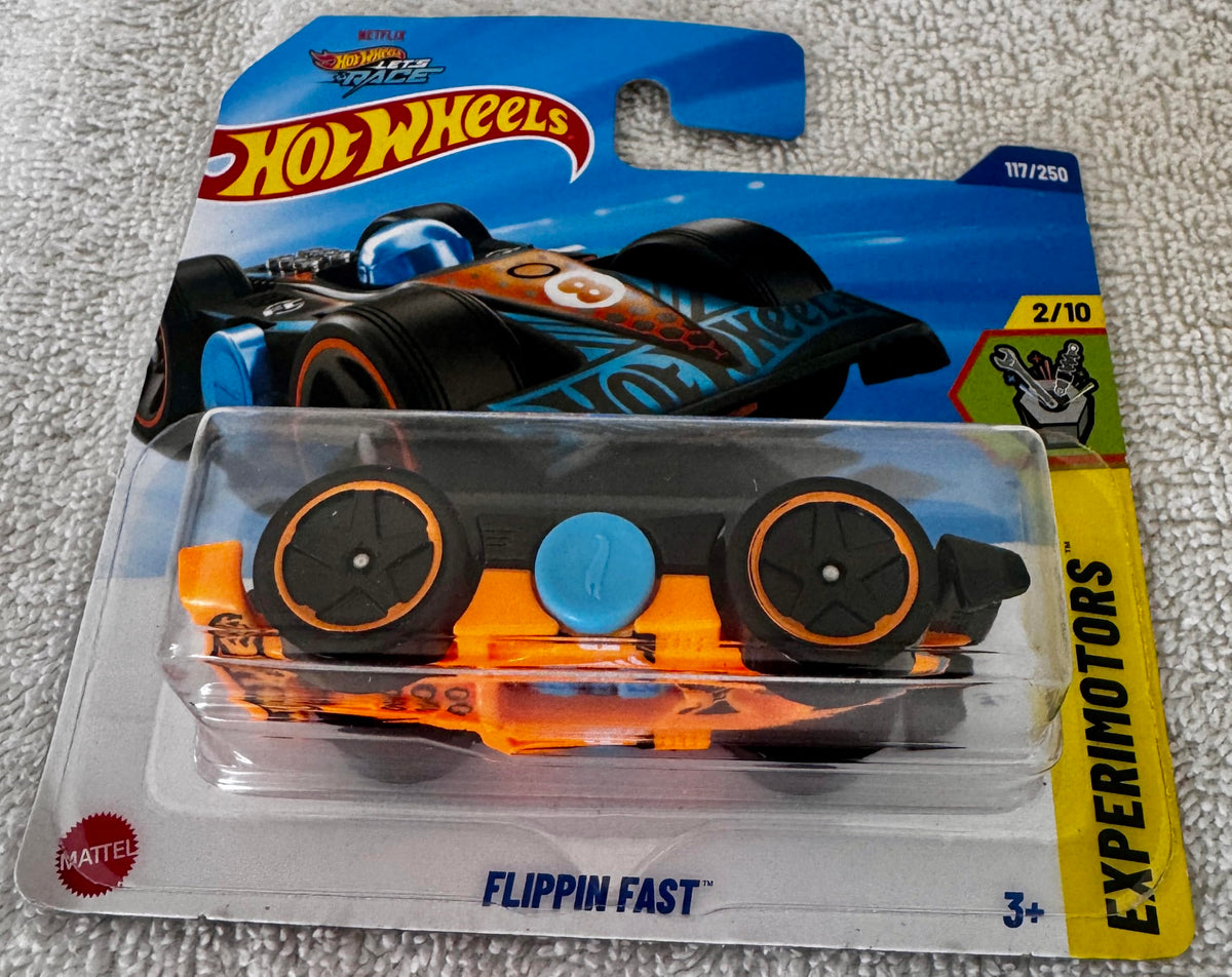 Mattel Hot Wheels Flippin Fast 1:64 Die-Cast – Black & Orange | Experimotors 2/10, 117/250