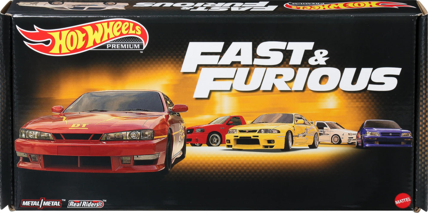Hot Wheels Premium Fast & Furious Bundle — 5 Die-Cast Cars in Collectible Box (1:64 Scale)