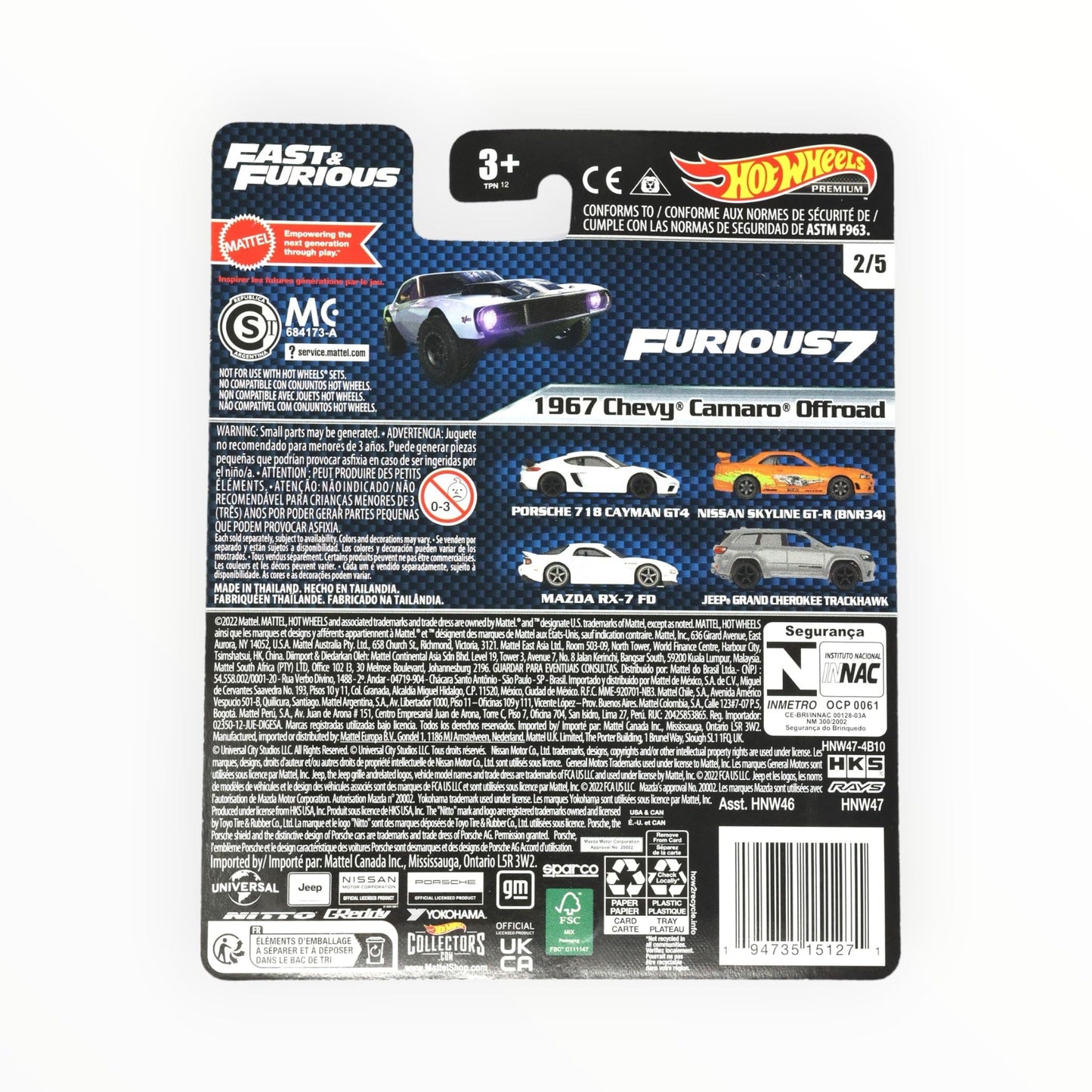 Hot Wheels 1967 Chevy Camaro Offroad – Fast & Furious 2/5 Premium Collectible