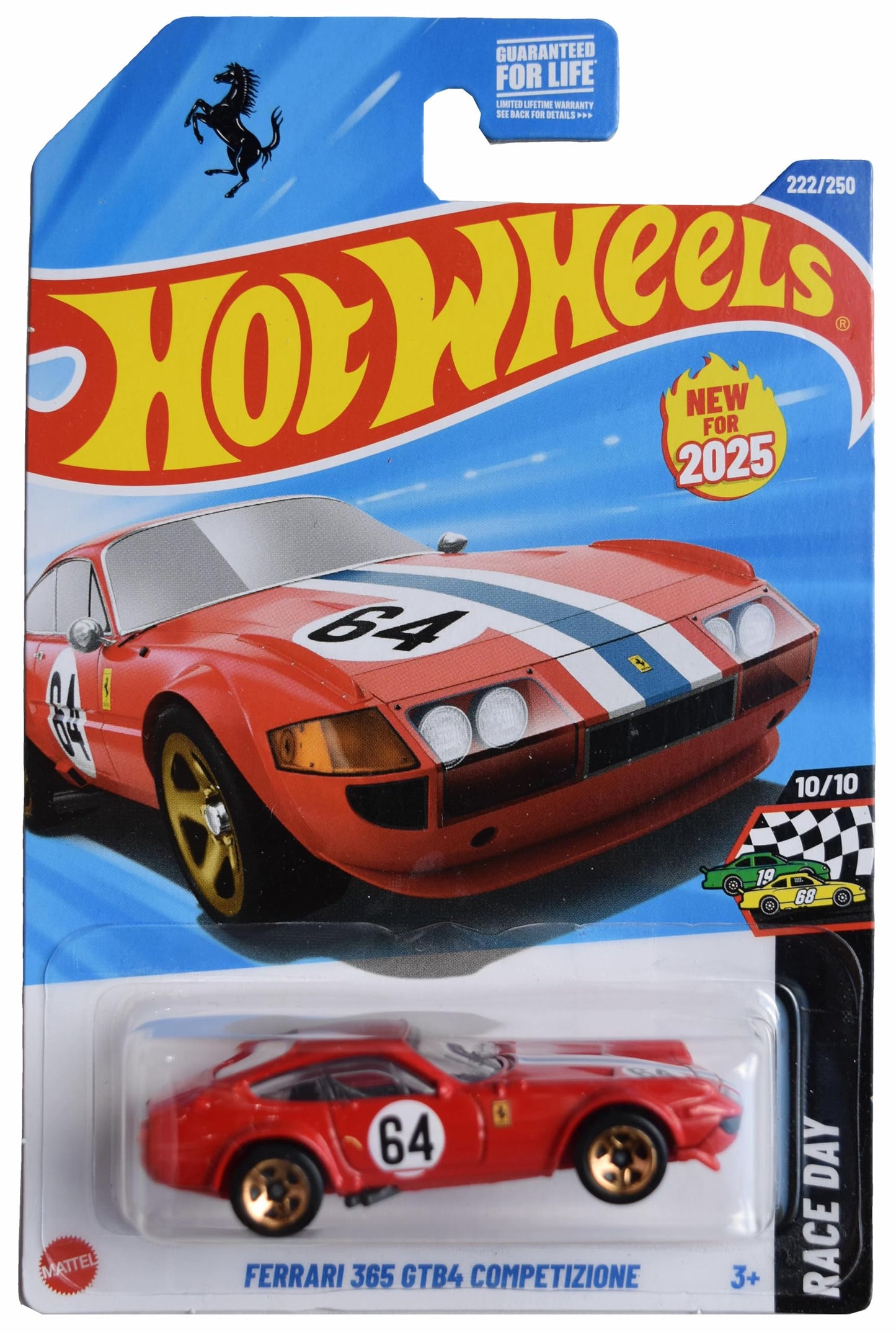 Hot Wheels Ferrari 365 GTB4 Competizione — Race Day 10/10, Red (1:64 Die-Cast) 222/250