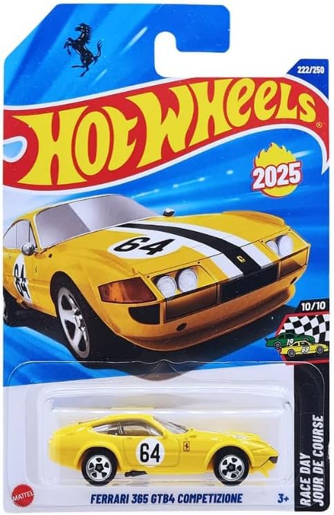 Hot Wheels Ferrari 365 GTB4 Competizione 1:64 Diecast – Yellow, New for 2025