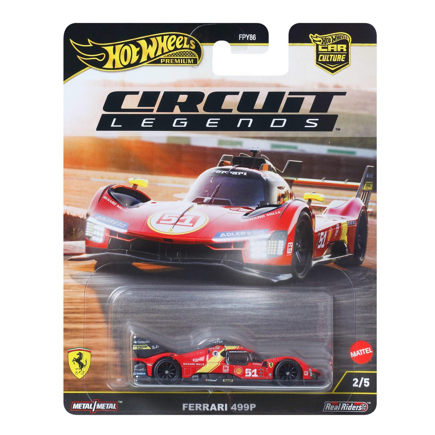 Hot Wheels Premium Car Culture Ferrari 499P 1:64 Die-Cast – Real Riders Tires