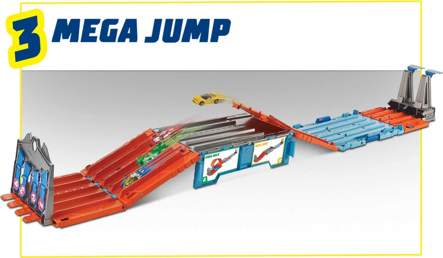 Hot Wheels Race Crate Track Set — Transforms into 3 Builds, Includes 2 Cars, Portable Storage, 1:64 Scale (Amazon Exclusive)
